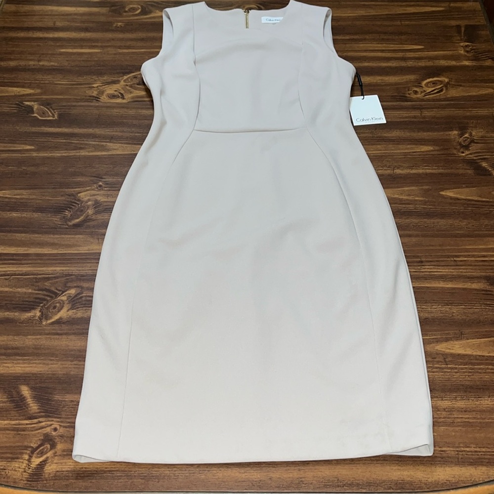 NWT Calvin Klein midi dress light taupe color size 10
